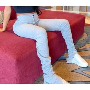 Gray Stacked Sweatpants